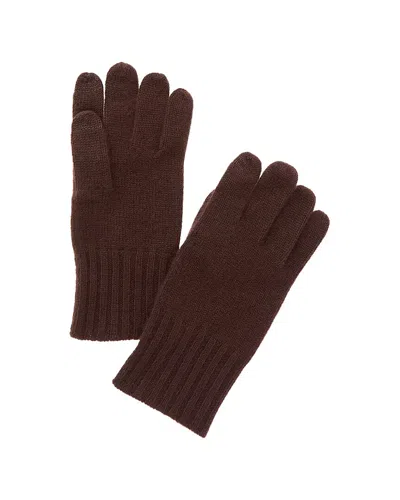 Amicale Cashmere Knit Ribbed Cuff Cashmere Gloves In Burgundy