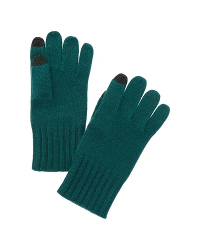 Amicale Cashmere Knit Ribbed Cuff Cashmere Gloves In Green