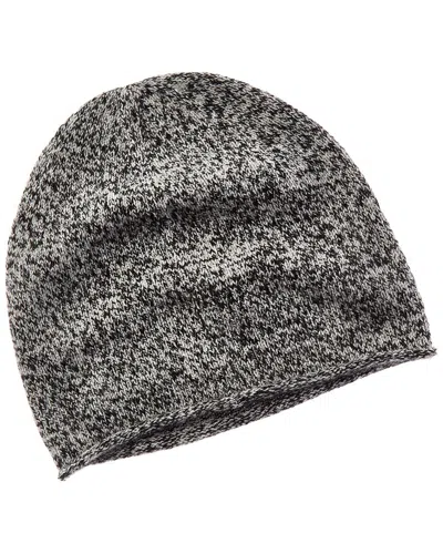 Amicale Cashmere Marled Jersey Rolled Edge Cashmere Beanie In Black