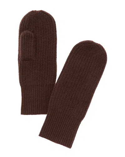Amicale Cashmere Rib Cashmere Mittens In Brown