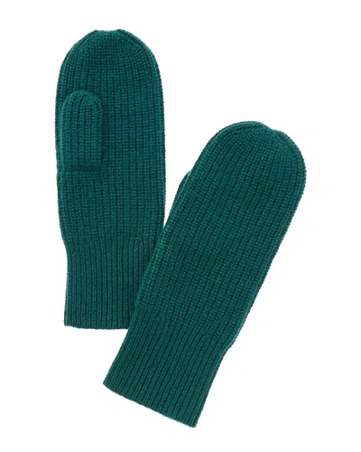 Amicale Cashmere Rib Cashmere Mittens In Green