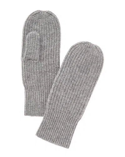 Amicale Cashmere Rib Cashmere Mittens In Grey