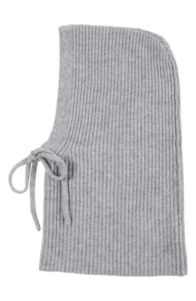 Amicale Cashmere Rib Knit Hood In Light Grey