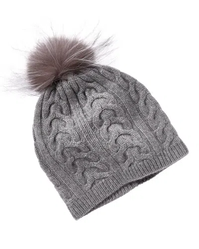 Amicale Cashmere Trellis Cable Knit Cashmere Hat In Multi