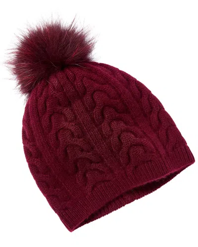 Amicale Cashmere Trellis Cable Knit Cashmere Hat In Burgundy