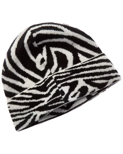 Amicale Cashmere Zebra Jacquard Cuffed Cashmere Hat In Multi
