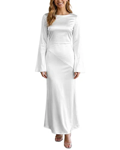 Amina Glam Long Sleeve Maxi Dress In White