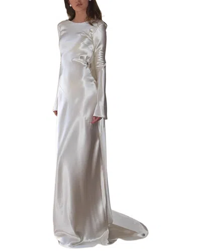 Amina Glam Long Sleeve Maxi Dress In Silver