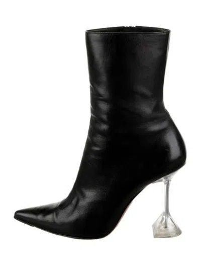 Pre-owned Amina Muaddi Leather Boots In Black