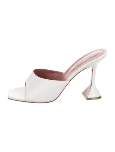 Pre-owned Amina Muaddi Lupita Leather Slides In White