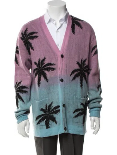 Pre-owned Amiri Cashmere Graphic Print Cardigan W/ Tags In Purple