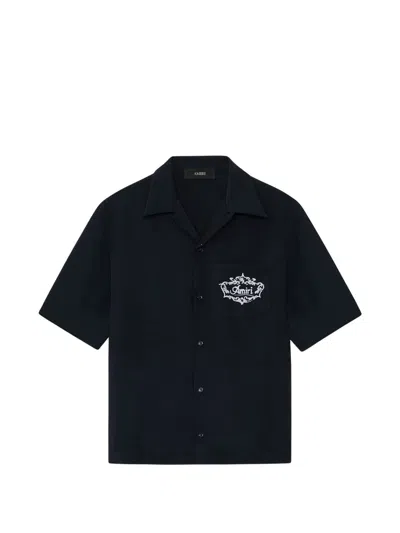 Amiri Chateau Crest Camp Shirt In Black