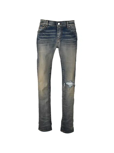 Amiri Kids' Faded Five-pocket Jeans In Blue