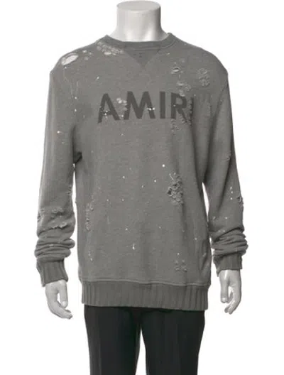 Pre-owned Amiri Graphic Print Crew Neck Sweatshirt In Grey