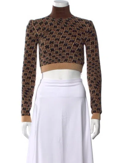 Pre-owned Amiri Graphic Print Turtleneck Sweater In Brown