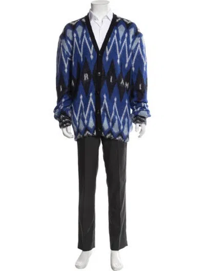 Pre-owned Amiri Graphic Print V-neck Cardigan In Blue