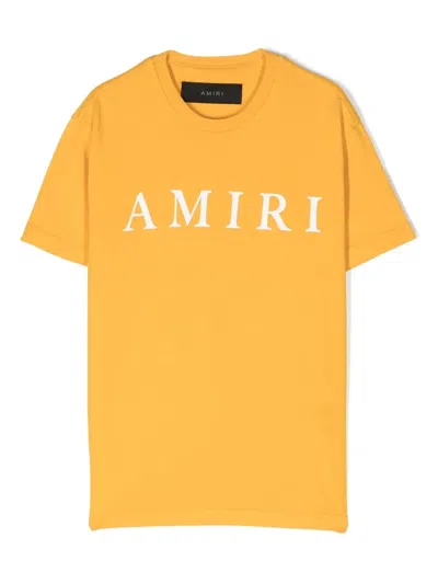 Amiri Kids' Logo Print Cotton Jersey T-shirt In Yellow