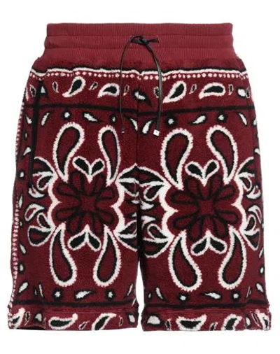 Amiri Man Shorts & Bermuda Shorts Burgundy Size M Acrylic, Polyester, Ovine Leather In Red
