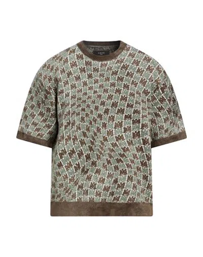 Amiri Man Sweater Sage Green Size Xs Viscose, Polyamide In Multi