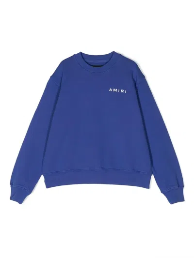 Amiri Kids' Printed Cotton Sweatshirt In Light Blue