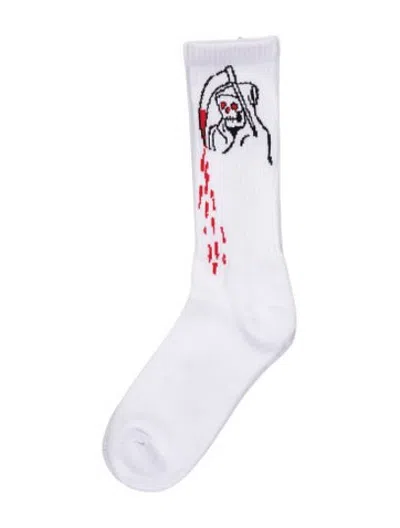 Pre-owned Amiri Printed Knee Socks  W/tags In White