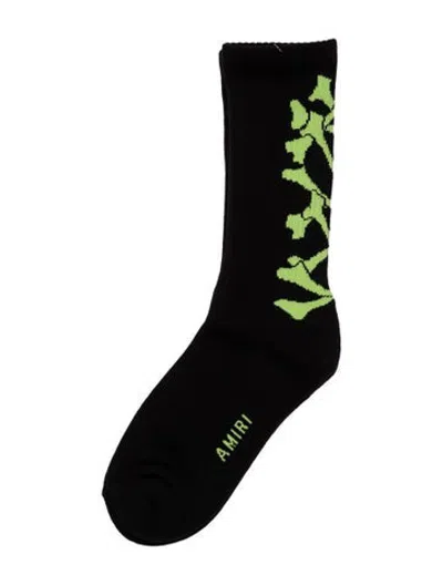 Pre-owned Amiri Printed Logo Knee Socks  W/tags In Black