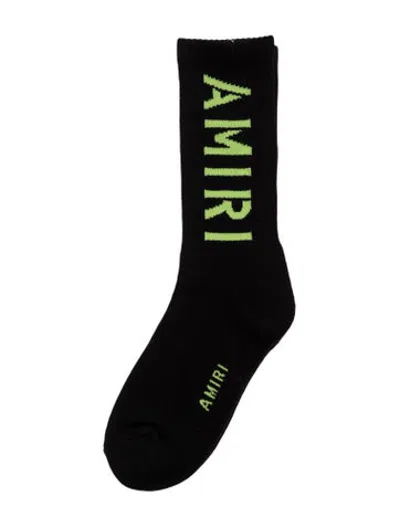 Pre-owned Amiri Printed Logo  Knee Socks  W/tags In Black