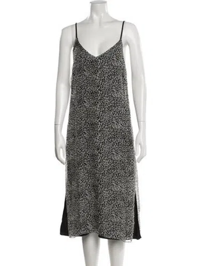 Pre-owned Amiri Silk Midi Length Dress In Grey