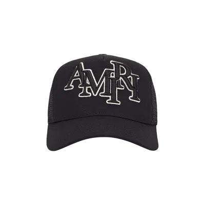 Pre-owned Amiri Staggered Logo Trucker 'black/alabaster' | Men's Size Onesize