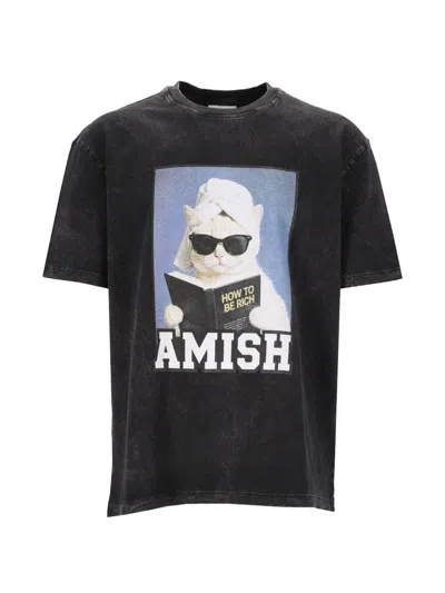 Amish Graphic-print Cotton T-shirt In Black