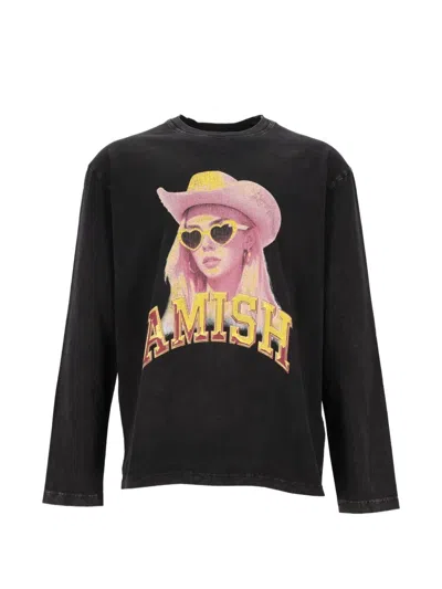 Amish Graphic-print Long-sleeve T-shirt In Black