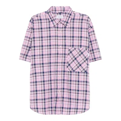 Amish Shirt Dropped Man  Cotton Linen Check - Washed Roses In Pink