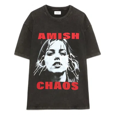 Amish T-shirt  Jersey Chaos Pigment Stone - Black In Brown