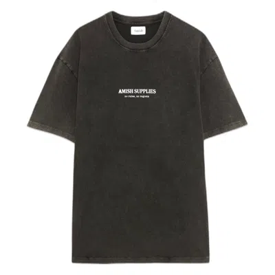 Amish T-shirt  Jersey Grunge Pigment Stone - Black In Brown