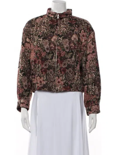 Pre-owned Amomento Floral Print Bomber Jacket In Brown