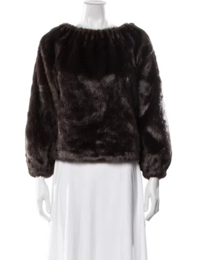 Pre-owned Amomento Off-the-shoulder Long Sleeve Top In Brown