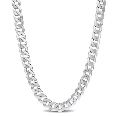 Amour 10 Mm Curb Link Chain Necklace In Sterling Silver In White