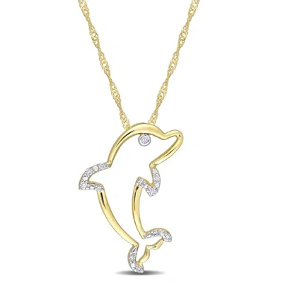 Amour 10k Yellow Gold Diamond Accent Dolphin Pendant With Chain