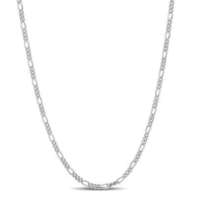 Amour 2.2 Mm Figaro Chain Necklace In Sterling Silver In White