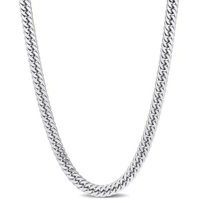 Amour 5.5 Mm Double Curb Link Chain Necklace In Sterling Silver In White