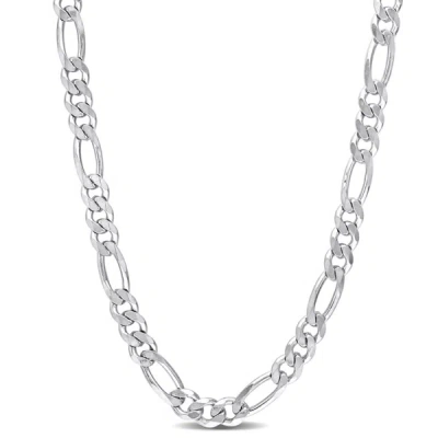 Amour 5.5 Mm Figaro Chain Necklace In Sterling Silver In White