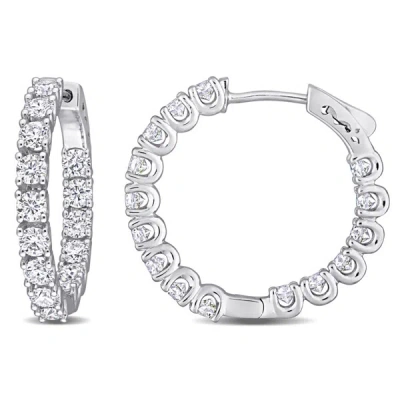 Amour Sterling Silver 3 Ct Tgw Created White Moissanite Hoop Earrings