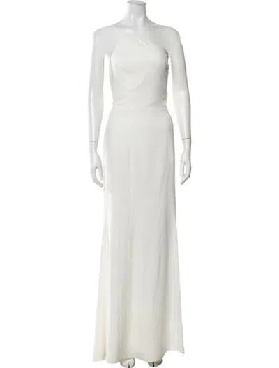 Pre-owned Amsale One-shoulder Long Dress In White