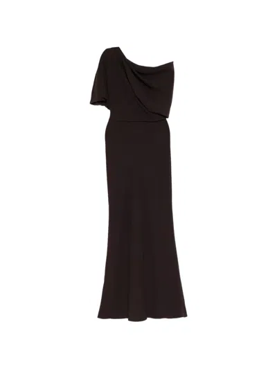 Amsale Technical Crepe Slouch Dress In Brown