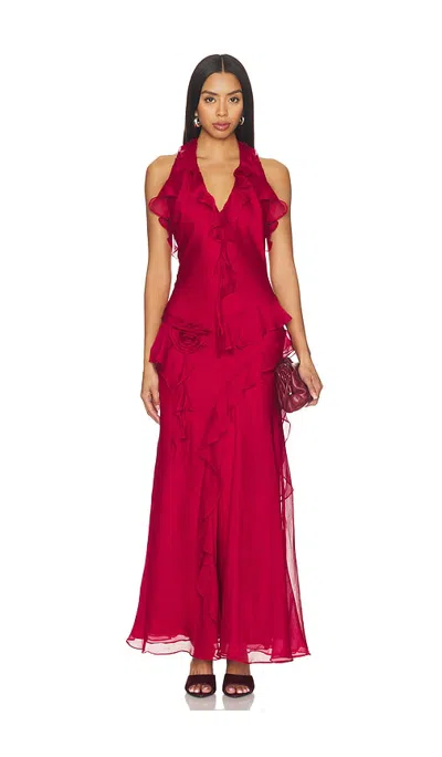 Amur Lola Halter Gown In Ruby Rose