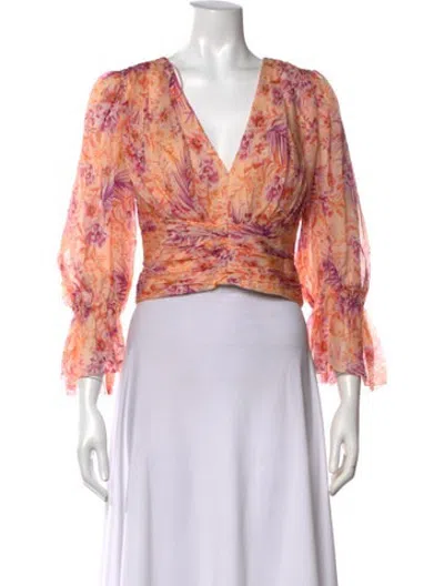 Pre-owned Amur Silk Floral Print Blouse In Pink