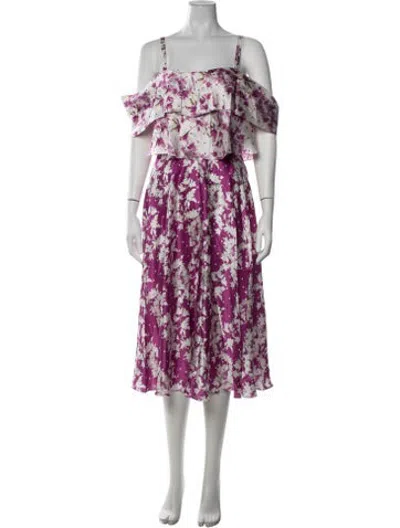 Pre-owned Amur Silk Midi Length Dress W/ Tags In Purple