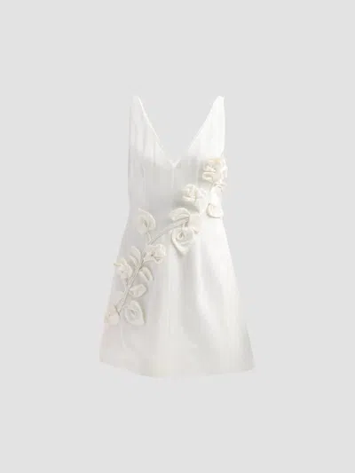 Amur Women's Margaret Floral-appliqué Satin Mini Dress In Gray