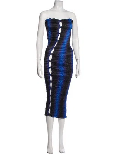 Pre-owned Amy Crookes Tie-dye Print Midi Length Dress In Blue