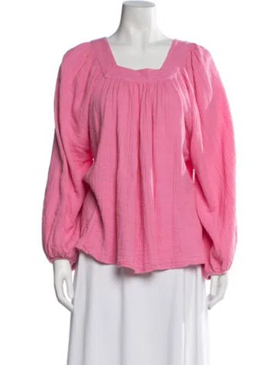 Pre-owned Anaak Square Neckline Long Sleeve Blouse In Pink